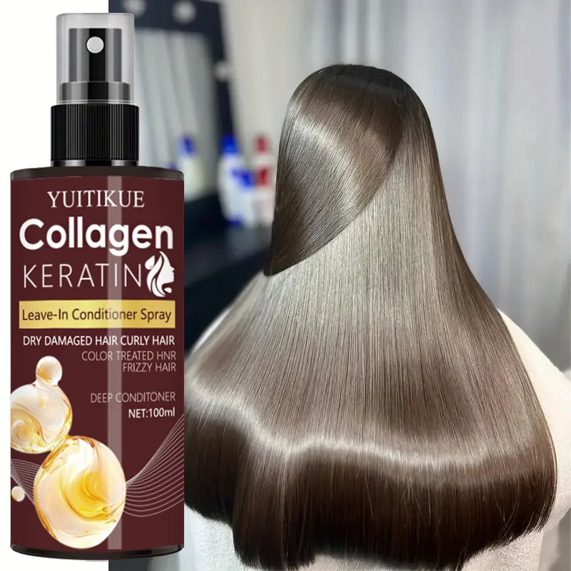 El spray para el cabello con colágeno y queratina nutre las raíces del cabello, el masaje del cuero cabelludo, repara el cabello, solución para el cuidado del cabello con control de aceite