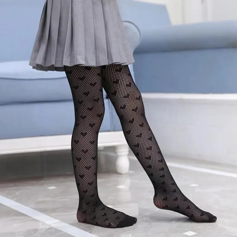 Medias blancas de princesa pequeña, mallas ajustadas de malla suaves y cómodas para niños, pantimedias para bebé Lolita en forma de corazón
