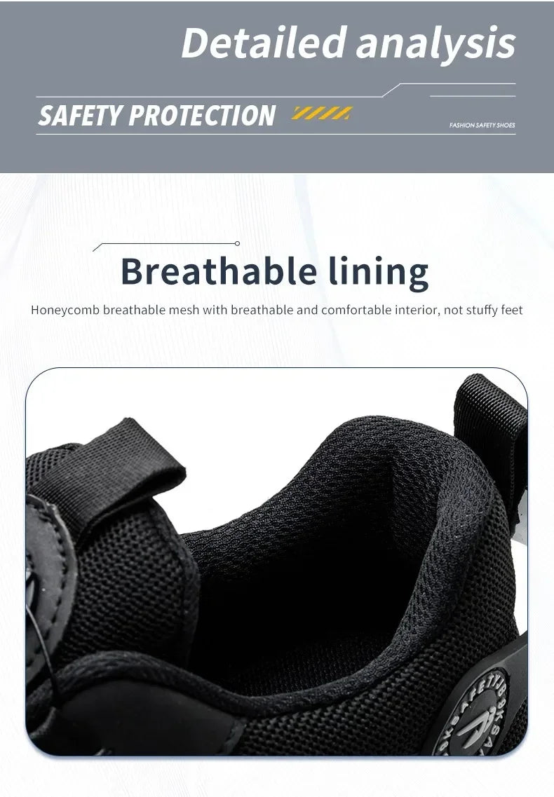 Nuevos zapatos de seguridad para el trabajo, talla 36-48 para mujeres y hombres, zapatillas de deporte con punta de acero para hombres, botas antideslizantes ligeras y transpirables impermeables, trabajo para hombres