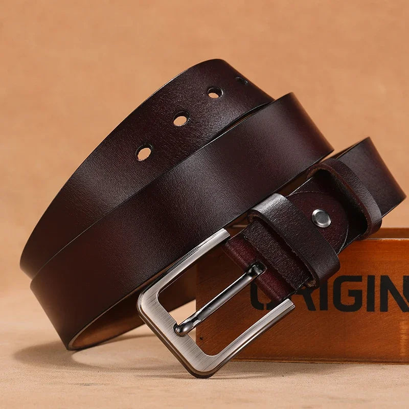 Cinturones masculinos de cuero genuino de alta calidad con hebilla grande y larga, cintura para hombre 110 120 130 140 150 160 170cm, cinturones de talla grande para hombre