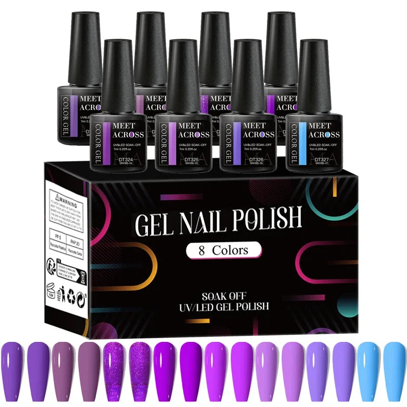8 unids/set de esmalte de uñas de Gel fluorescente, barniz de Gel semipermanente colorido para decoración de uñas, suministros de manicura para uñas