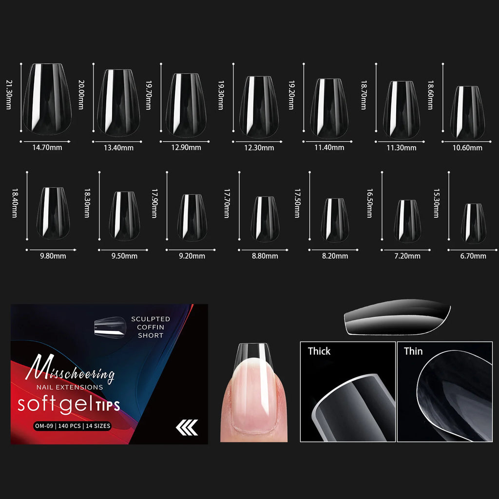 120/140 Uds. Puntas de uñas postizas de aguja de almendra extensión de uñas postizas suaves y transparentes para el hogar DIY salón de uñas manicura prensa en las uñas