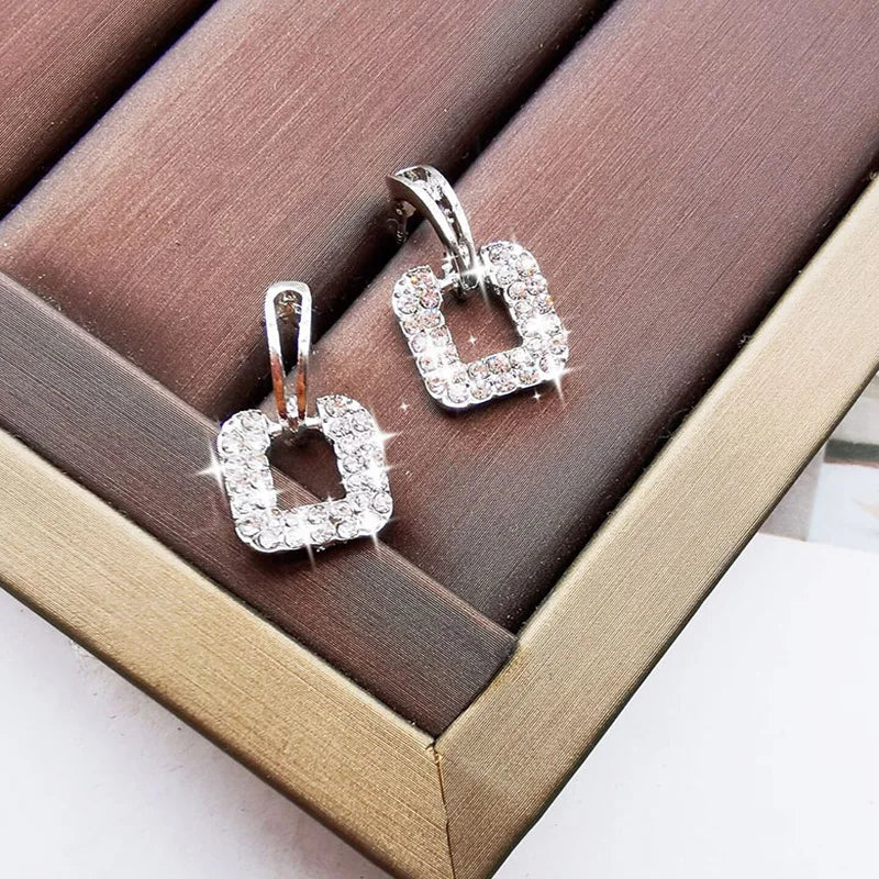 Pendientes cuadrados de cristal de moda coreana con aguja de plata 925 para mujer, joyería 2024, nuevos pendientes de circón de lujo para mujer, regalo