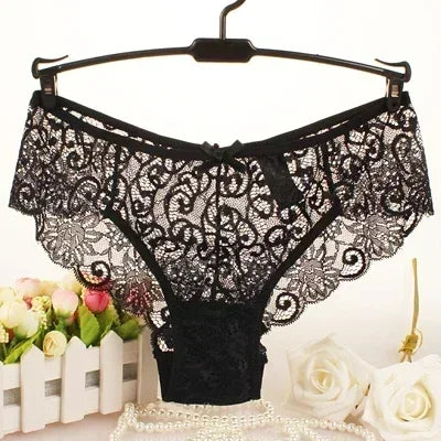 Bragas de encaje sexis de talla grande, lencería para mujer, bragas de encaje transparente transpanrent brillantes, talla grande brasileña femenina S M L XL de talla grande