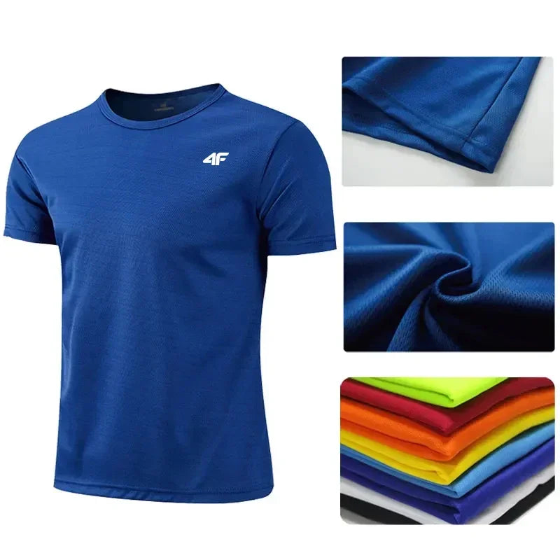 Camiseta de entrenamiento de ejercicio de verano para hombre, camiseta de manga corta transpirable de secado rápido de alta calidad, camisetas de baloncesto para gimnasio y maratón
