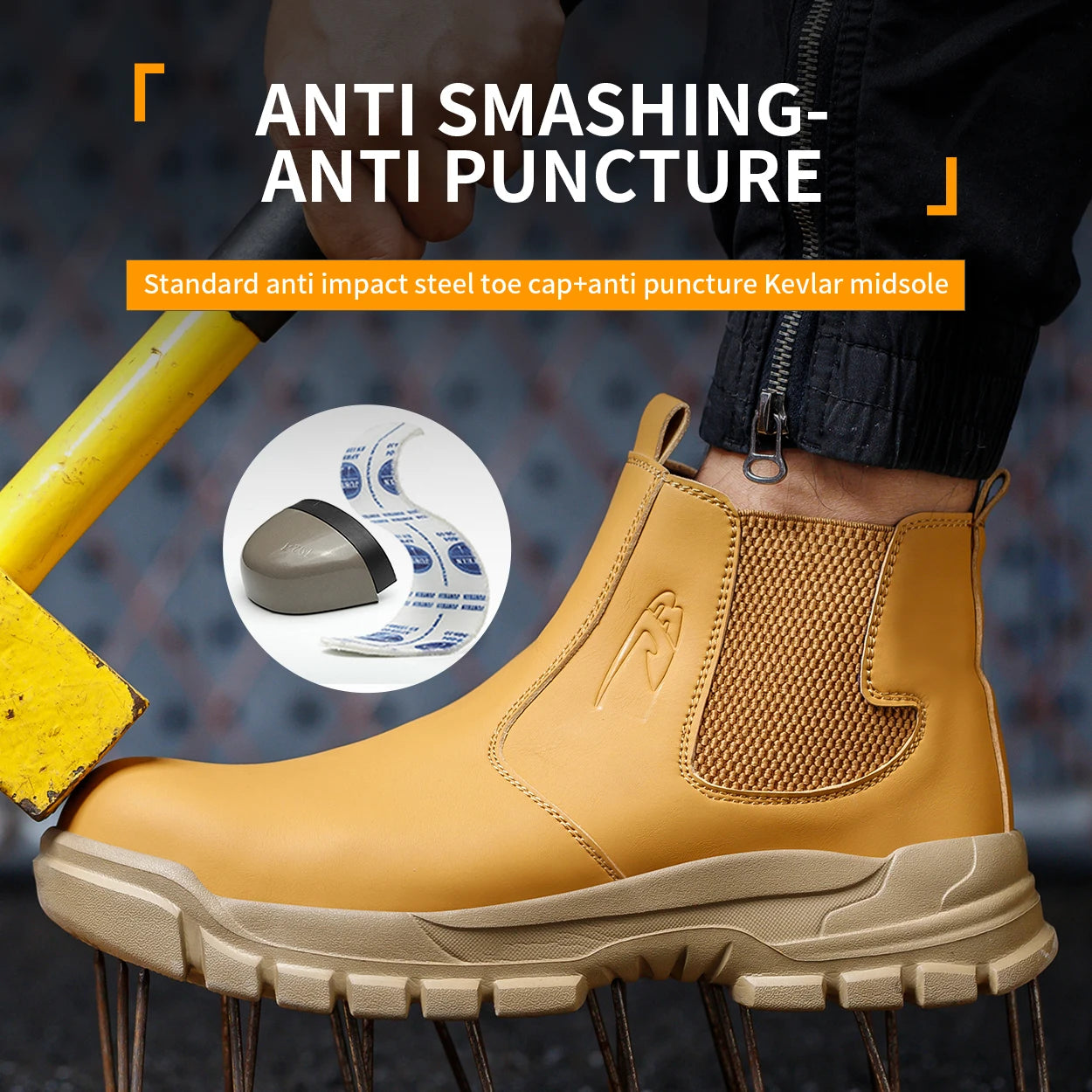 Botas de trabajo de seguridad impermeables para hombre, zapatos con punta de acero, botas tácticas de senderismo y aventura al aire libre, antiimpacto y antipinchazos