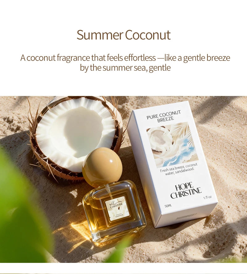 Perfume de Coco para Mujer, Aroma a Agua de Coco No Grasoso, Fragancia Tropical Unisex de Larga Duración para el Verano, Bruma Corporal
