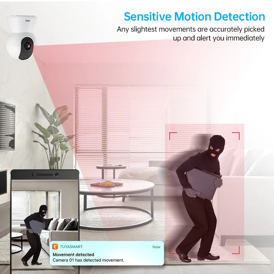 KERUI-minicámara IP inteligente Tuya de 5MP, videocámara inalámbrica para interiores, con WiFi, detección humana de IA, vigilancia CCTV, Monitor de bebé
