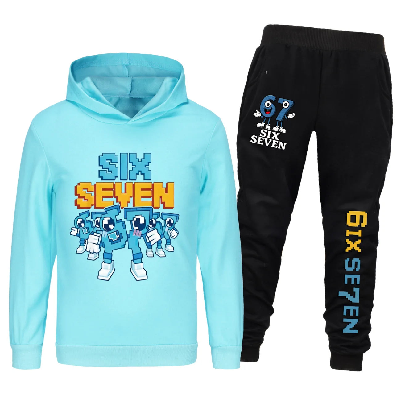 Conjunto de ropa para niños de seis siete dibujos animados rouba un Brainrot niños niñas Sudadera con capucha + Pantalones 2 uds conjunto de chándal para niños pequeños trajes para niños