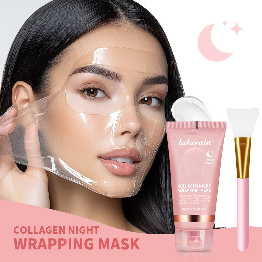 Mascarilla Facial Nocturna de Colágeno, Exfoliante, Hidratante, Reduce las Líneas Finas, la Sequedad, Hidratación, Iluminadora, Cuidado de la Piel Coreano