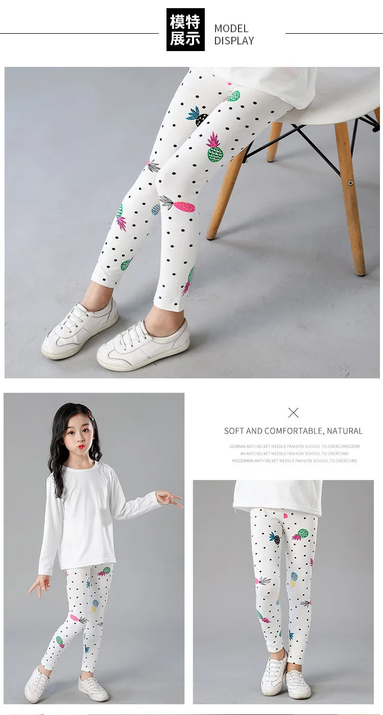 Little maven, novedad de 2024, mallas con flores de dibujos animados, pantalones para niños, pantalones encantadores para primavera y otoño para niños de 2 a 7 años