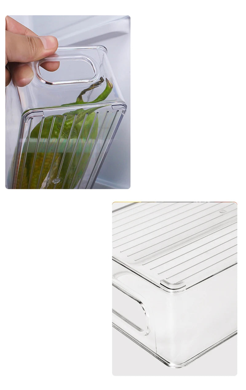 Caja de almacenamiento transparente para refrigerador, organizador de frutas y verduras, contenedor transparente para cocina, almacenamiento de alimentos y bebidas, 2030