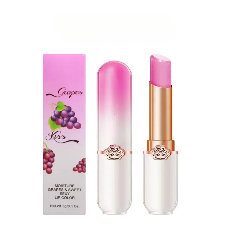 Bálsamo labial de Color melocotón, lápiz labial con cambio de temperatura de cristal, brillo de labios hidratante de larga duración, maquillaje, cuidado de labios, cosmético de reparación