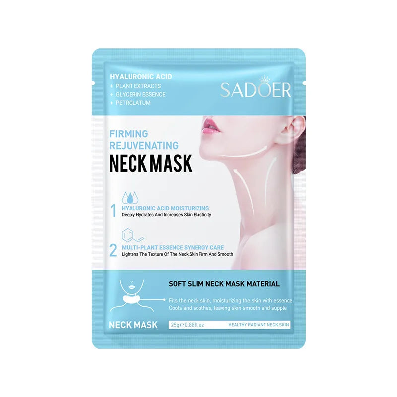 10 Uds SADOER ácido hialurónico máscara de cuello colágeno reafirmante máscaras de cuello nutritivo brillo belleza hidratante cuellos cuidado de la piel