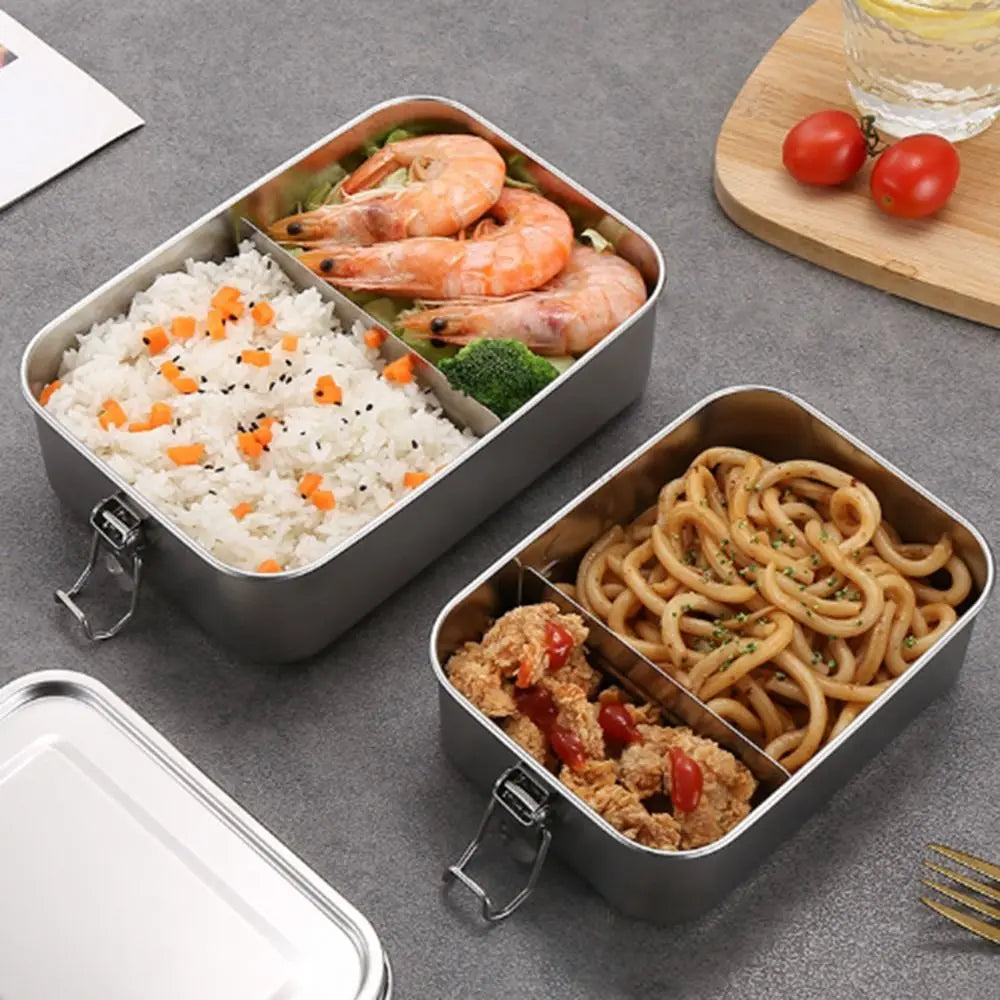 Lonchera Cuadrada de Acero Inoxidable Resistente, Lonchera de Gran Capacidad con Tapa Hermética, Contenedor de Almuerzo a Prueba de Fugas para Exteriores