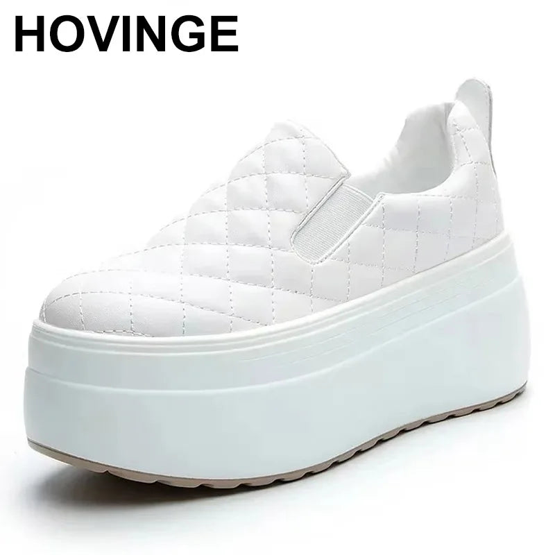 2025 zapatos de cuña de plataforma primavera otoño cabeza redonda Color sólido zapatillas gruesas Casual Slip on mocasines femeninos