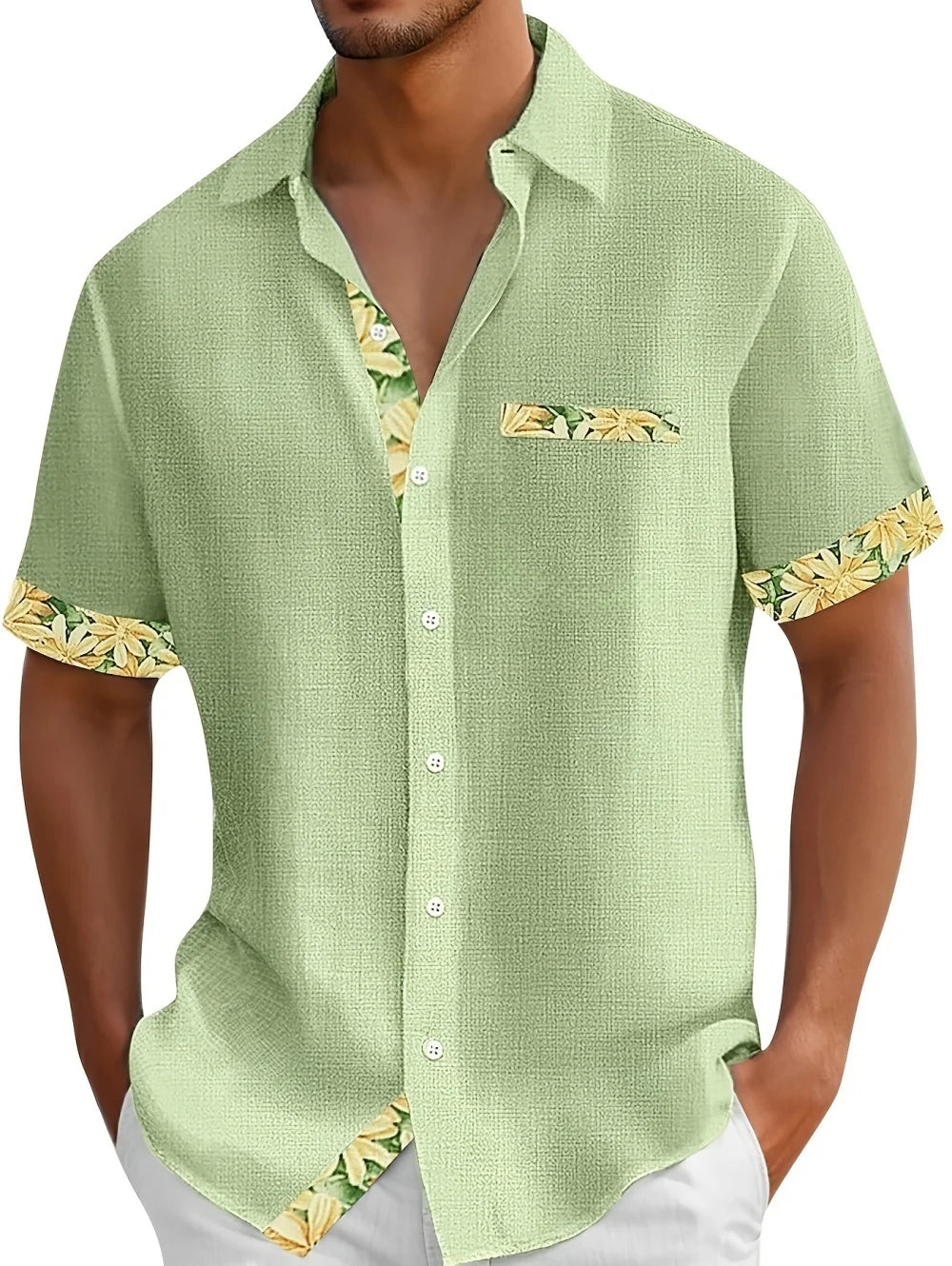 Camisa Ligera con Botones para Hombre, Estampado Retro, Manga Corta, Estilo Casual, Secado Rápido, Ropa Hawaiana para Vacaciones