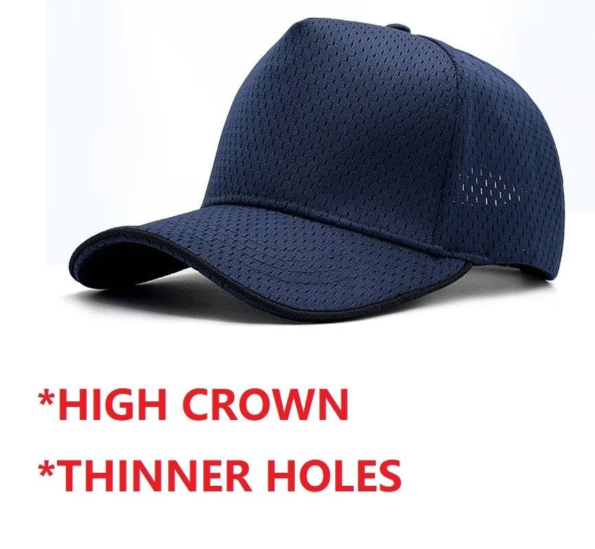 Gorra de béisbol de malla de verano de talla grande de cabeza grande para hombres y mujeres gorra transpirable de camionero ajustable para deportes al aire libre correr