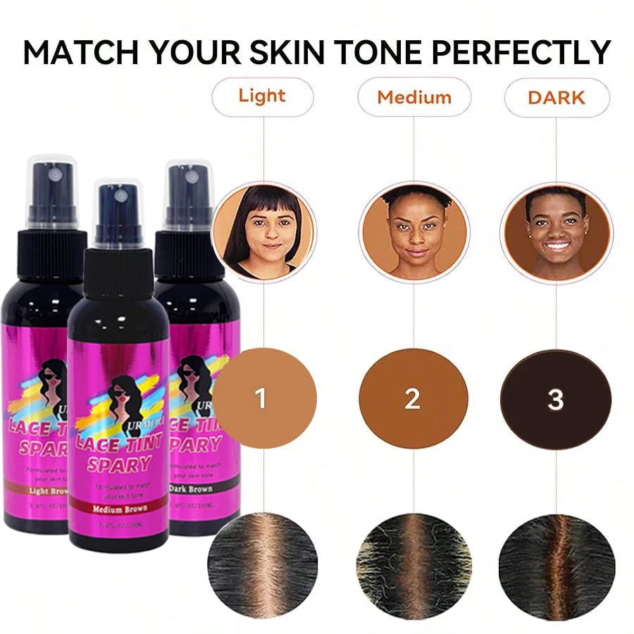 100ML impermeable tinte de encaje Spray corrector Mousse fusión para pelucas cierre de encaje peluquín frontal Control de bordes maquillaje para el cabello
