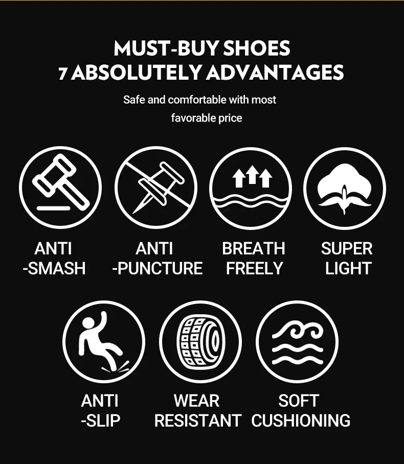 Zapatillas de trabajo con punta de acero para hombre, zapatos de seguridad, botas de trabajo a prueba de perforaciones, calzado Indestructible de moda