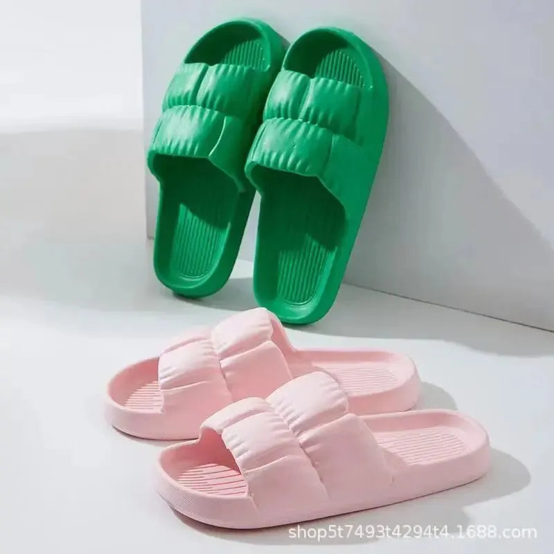 Zapatillas de nube de suela blanda para mujer, sandalias de playa para interiores y exteriores con plataforma gruesa, chanclas antideslizantes de EVA de verano