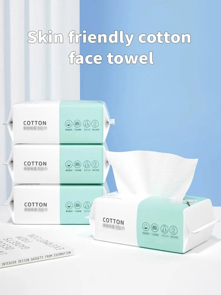100 Toallas Faciales Desechables Gruesas, 100% Algodón, Tela Suave, para Viaje, Limpieza, Secas y Húmedas, Desmaquillantes, Algodón Perla Reutilizable