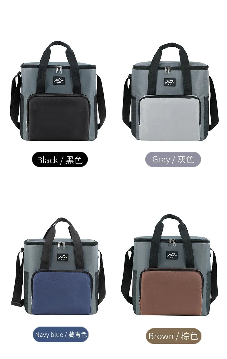 Color a juego de moda, bolsa de almuerzo cuadrada simple, bolsa de hielo portátil para acampar, trabajadores de oficina de gran capacidad, bolsa de comida