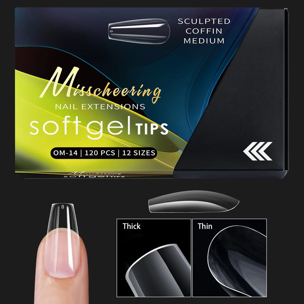 120/140 Uds. Puntas de uñas postizas de aguja de almendra extensión de uñas postizas suaves y transparentes para el hogar DIY salón de uñas manicura prensa en las uñas