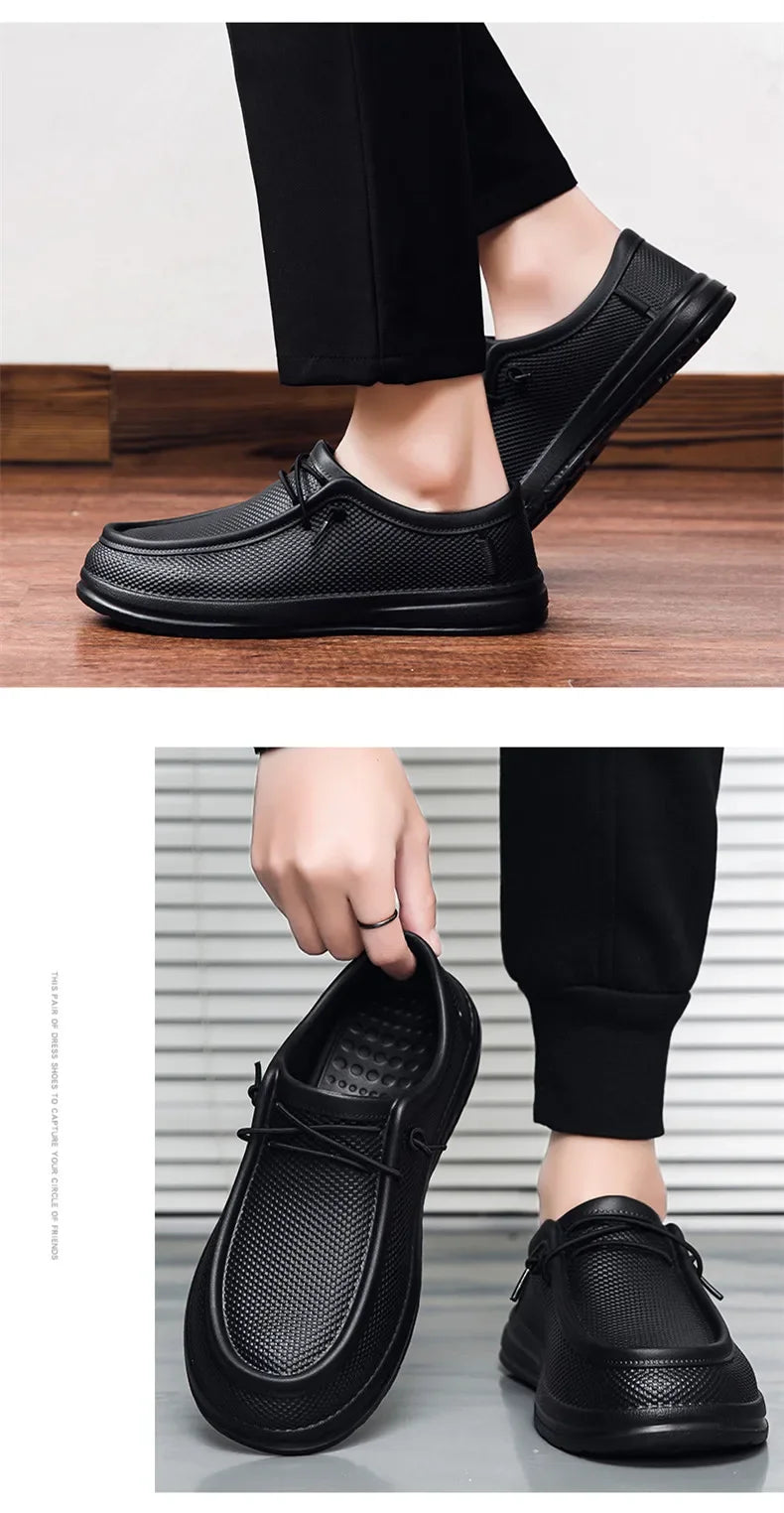 Zapatos de trabajo de cocina para hombre, zapatos de Chef impermeables antideslizantes, zapatos de trabajo informales a la moda para hombre, zapatos de agua para exteriores de talla grande 40-47