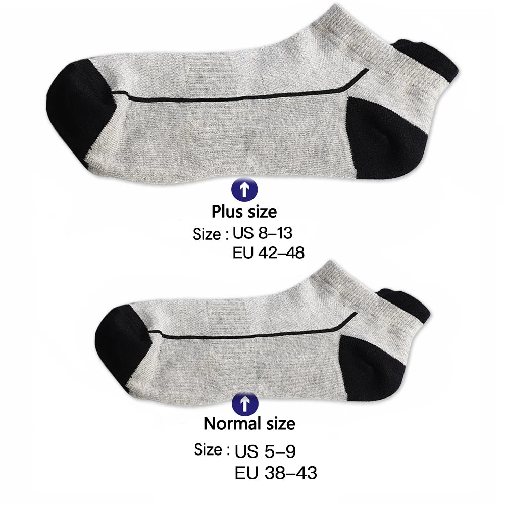 5 pares de calcetines de algodón orgánico para hombre, calcetines tobilleros de malla fina de punto, calcetines cortos transpirables de secado rápido para fitness de verano para ciclismo de talla grande