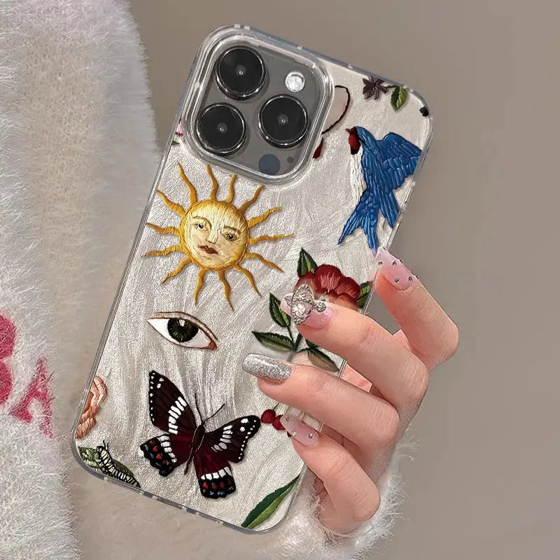 Funda de teléfono Punk Cool Angel Sun para iPhone 16 Pro Max 17 Pro Max 17Air 16E 15 14 13 12 11 Camlet cubierta anticaída