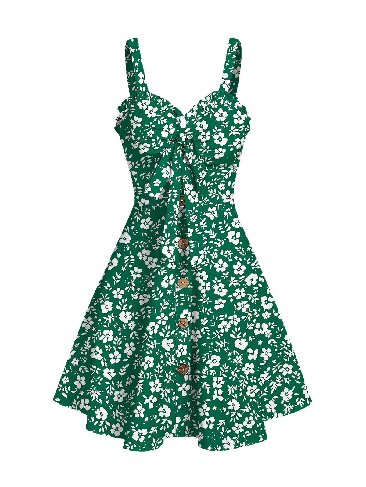 Dressfo 2025 Vestido veraniego con estampado floral para mujer, vestido de fiesta en el jardín, minivestido con lazo y volantes para verano
