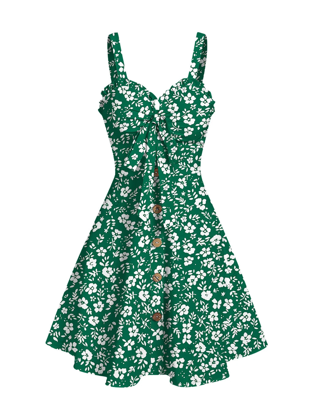 Dressfo 2025 Vestido veraniego con estampado floral para mujer, vestido de fiesta en el jardín, minivestido con lazo y volantes para verano