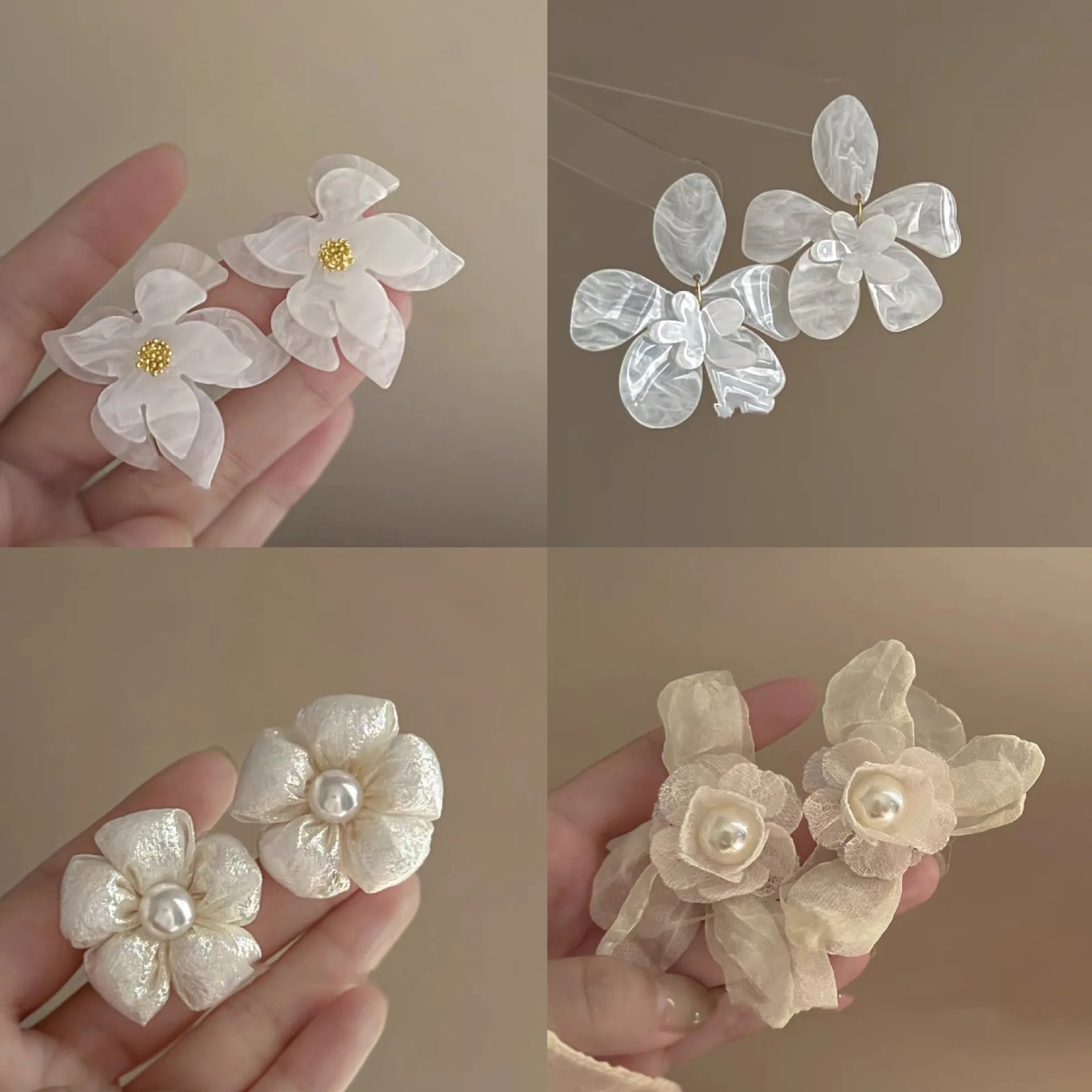 Pendientes de pétalos de flor de Camelia blanca de 24 estilos para mujer, pendientes de circonia con perlas de imitación de lujo, joyería para las orejas de verano para fiesta nupcial