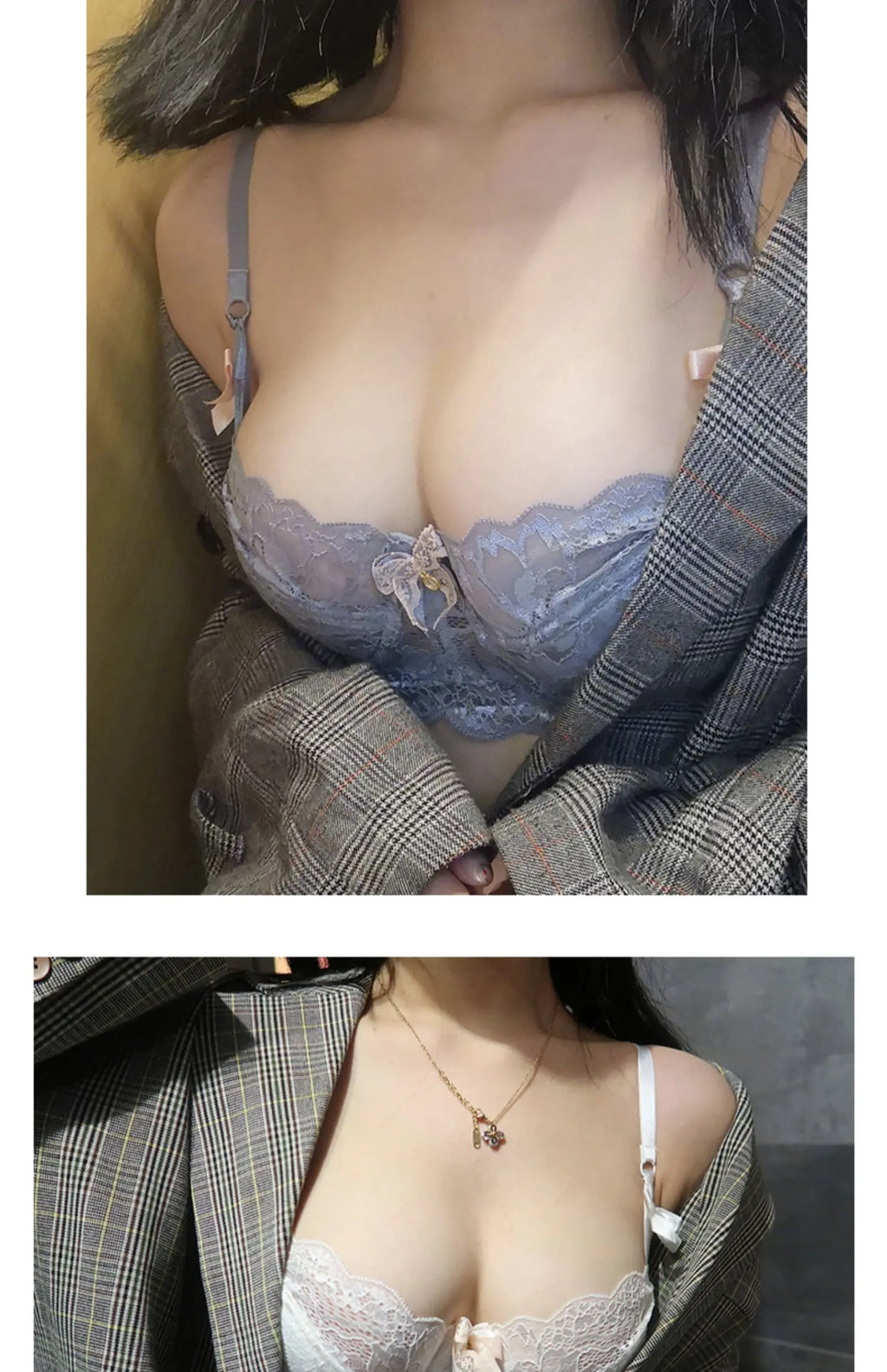 MOYISU-Conjunto de lencería de verano, sujetador minimalista de encaje francés transparente, bragas, ropa interior Sexy ultrafina para mujer, busto grande, bragas y sexys
