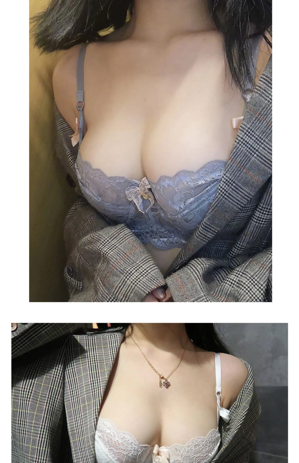 MOYISU-Conjunto de lencería de verano, sujetador minimalista de encaje francés transparente, bragas, ropa interior Sexy ultrafina para mujer, busto grande, bragas y sexys