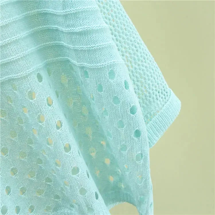 Primavera y novedad de verano, chaleco tejido de seda de hielo, Top calado, parte inferior fina, ropa de calle, camisa para mujer
