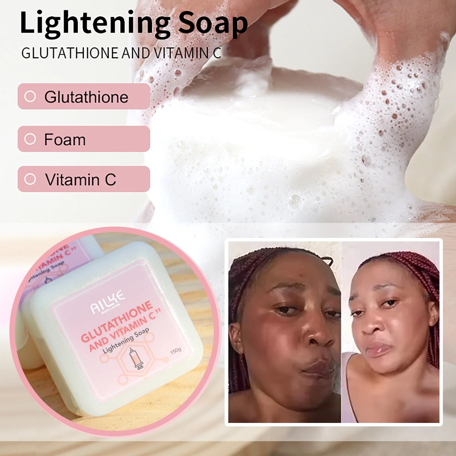 AILKE blanqueamiento eliminar manchas negras loción para el cuidado de la piel Facial crema hidratante glutatión corporal vitamina C piel negra cara nuevo conjunto