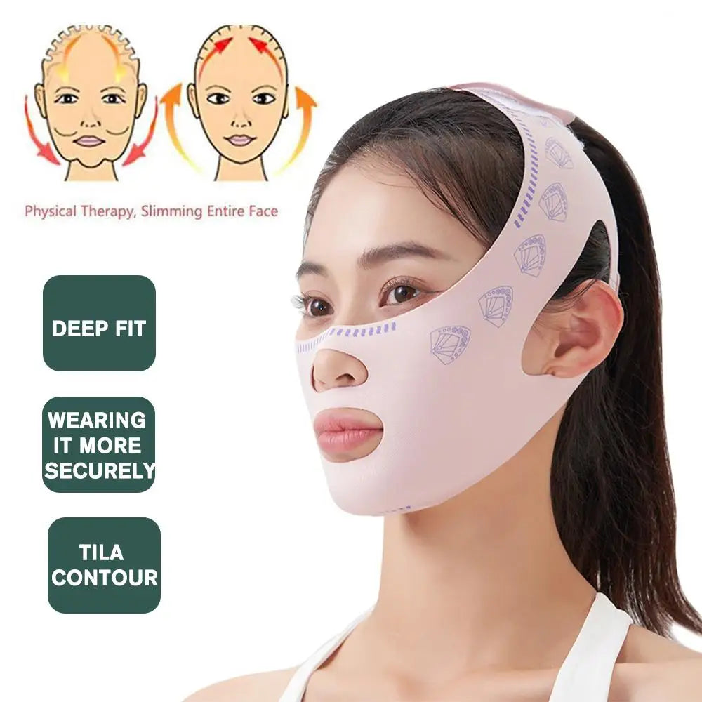 Mascarilla Facial de Diseño Innovador para Levantar el Mentón y Dar Forma a la Línea V, Mascarilla para Dormir que Esculpe el Rostro, Correa Adelgazante Facial, Cinturón de Estiramiento Facial
