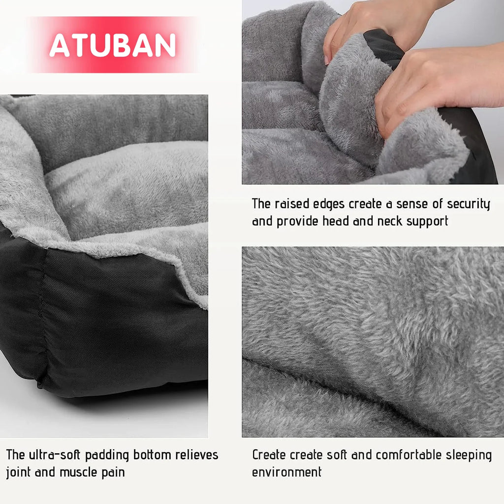 Sofá cuadrado suave para perros grandes, cojín elástico para casa de perros, cama mediana cálida para invierno, perrera lavable para gatos, accesorios para el hogar