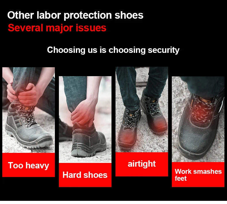 Zapatillas de trabajo con punta de acero para hombre, zapatos de seguridad, botas de trabajo a prueba de perforaciones, calzado Indestructible de moda