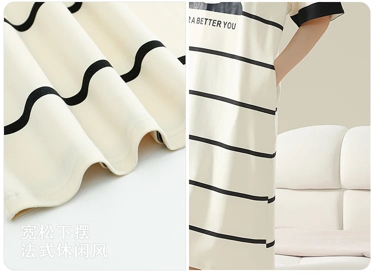 100% ALGODÓN! Camisón de verano para mujer de talla grande M-4XL, nuevo camisón antibacteriano HQ, camisón de manga corta, vestido informal