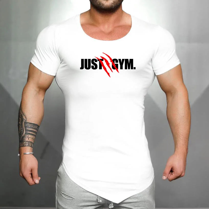 Camisetas deportivas de manga corta para correr para hombre, ropa deportiva ajustada transpirable de algodón para verano, camisetas musculares para gimnasio, culturismo y Fitness