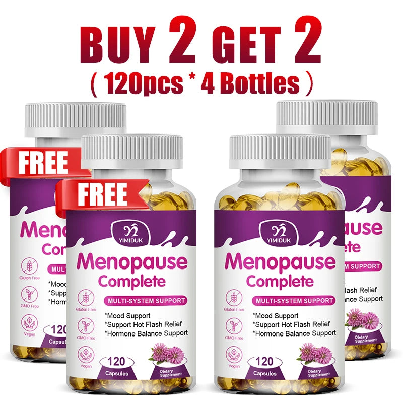 ¡Compre 1 y obtenga 1 gratis! Suplemento completo para menopausia, para alivio de flash en caliente, equilibrio hormonal y estado de ánimo, calma el molestias en las articulaciones, vegano