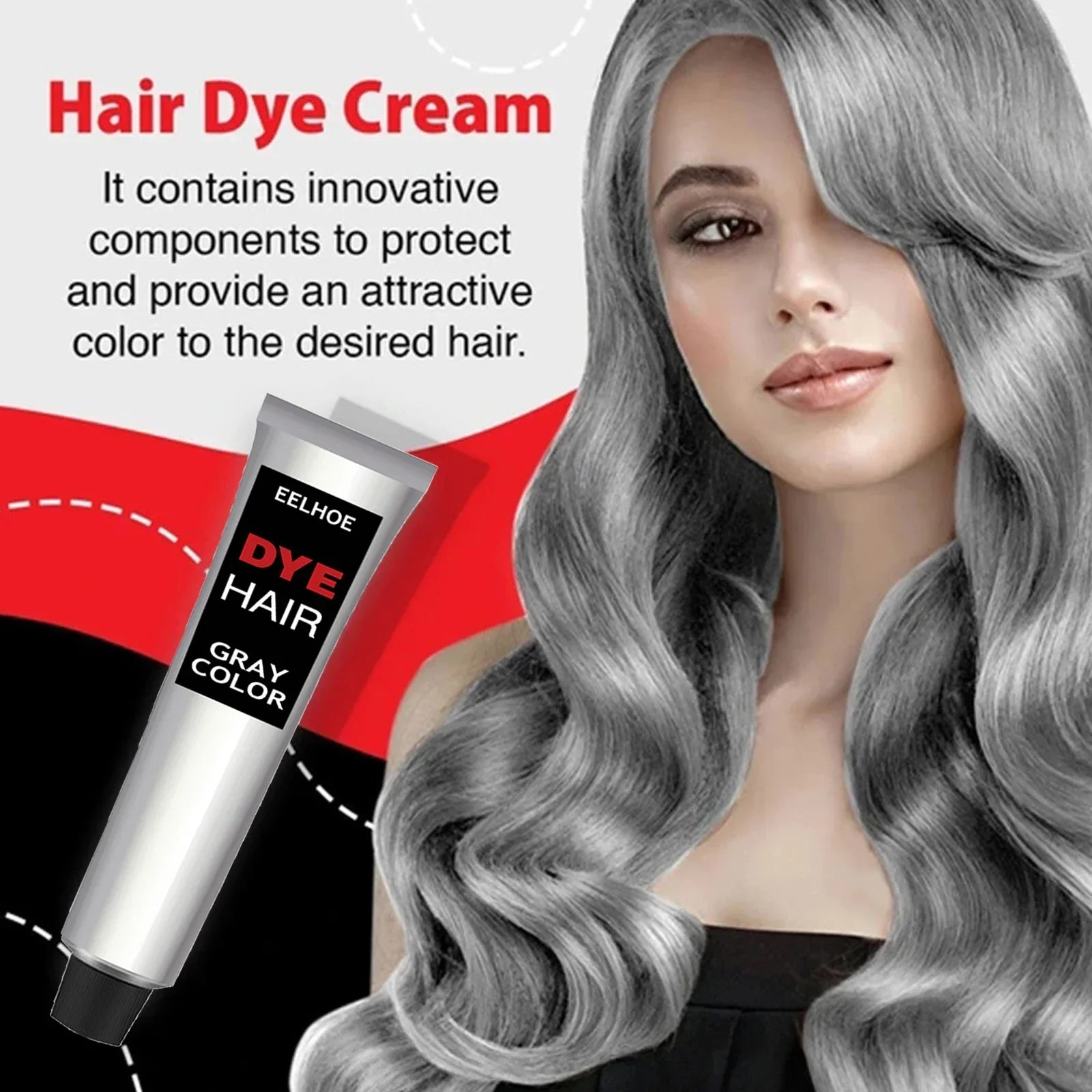 Tinte para el cabello gris plateado semipermanente, crema de tinte para el cabello Natural. Tratamiento lavable, tinte para sujetar todo el día, peinado DIY para fiesta, Cosplay