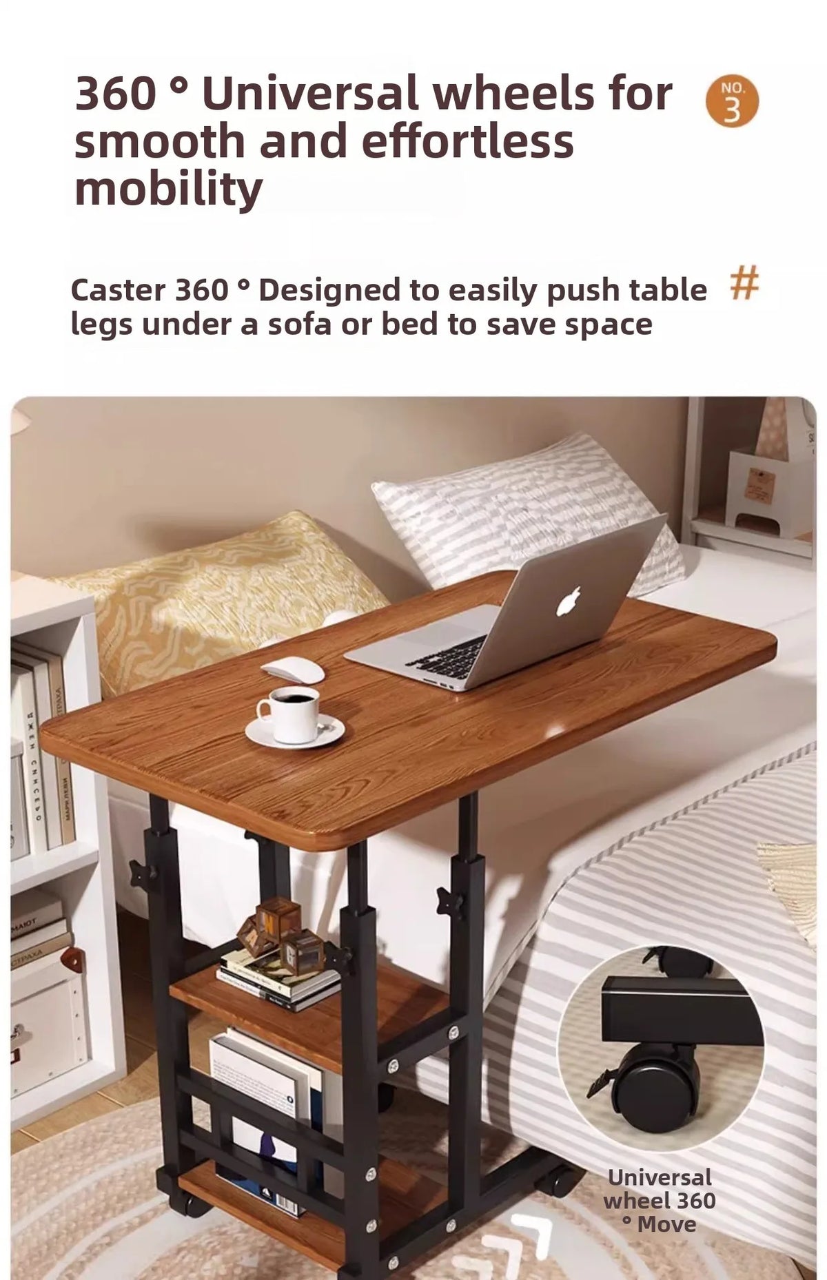 Mesa Auxiliar para Cama, Soporte para Portátil, Mesa de Noche, Accesorio de Oficina para Lectura, Tablero de Escritura, Escritorio para Computadora