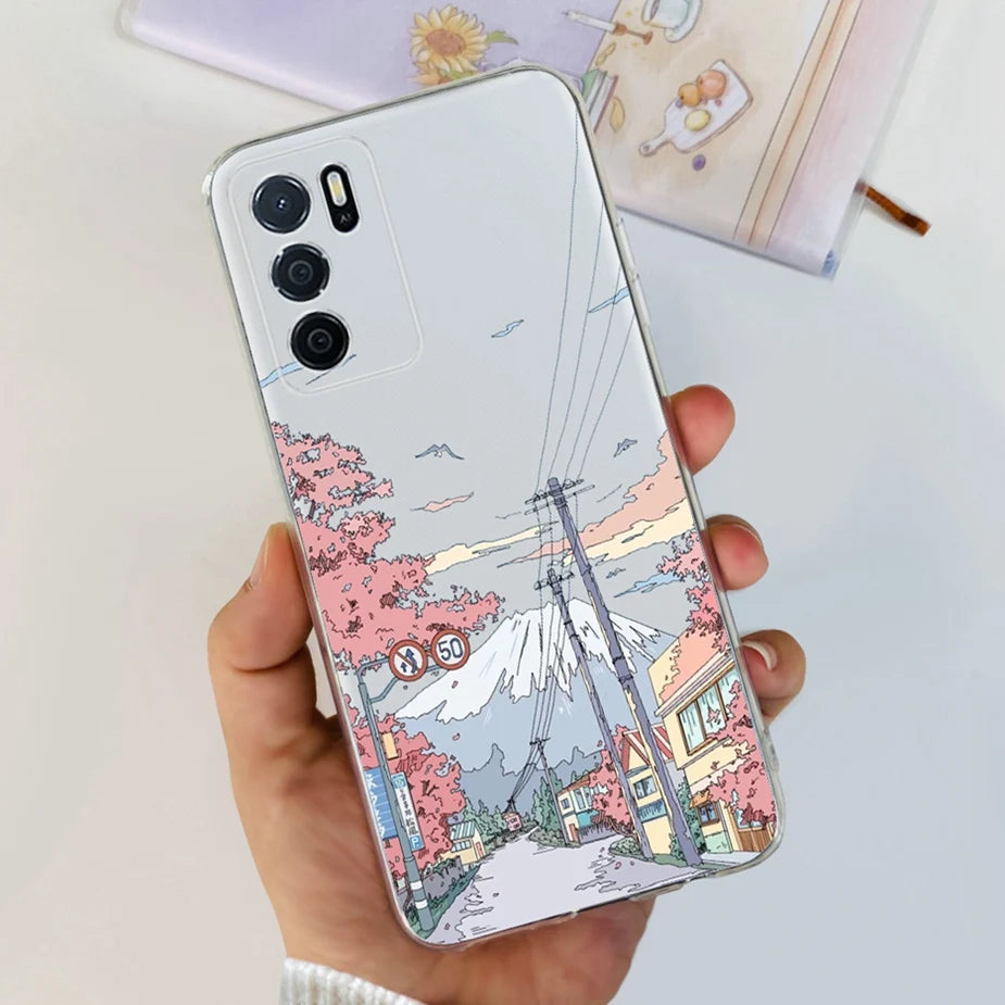 Para Oppo A16 A16s funda elegante pintada contraportada suave funda de teléfono delgada para Oppo A16s OppoA16 s CPH2269 Coque Fundas carcasa de parachoques
