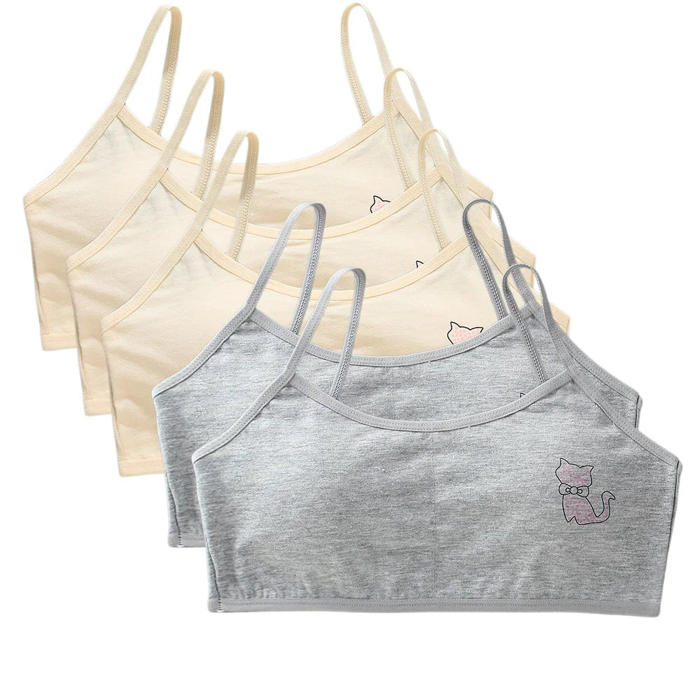 5 unids/lote Teeange niñas pequeñas sujetadores de entrenamiento Purbery School Girl Sujetador deportivo niños almohadilla para el pecho desmontable ropa interior niños Tops de tubo