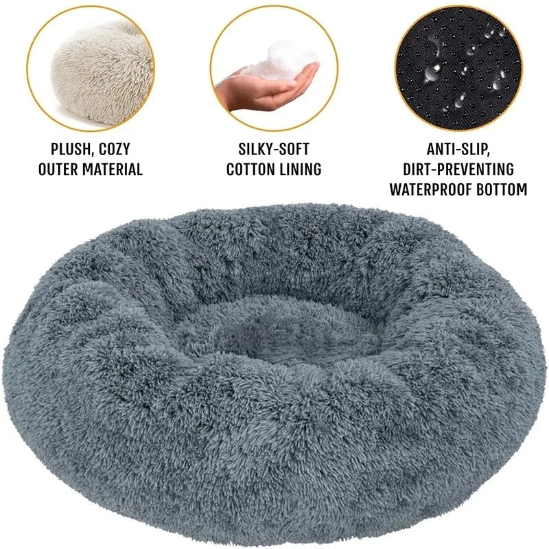 Cama redonda para perros, cama cálida de invierno para gatos, cesta de felpa para perros, cama lavable para mascotas, sofá para perros pequeños, medianos y grandes