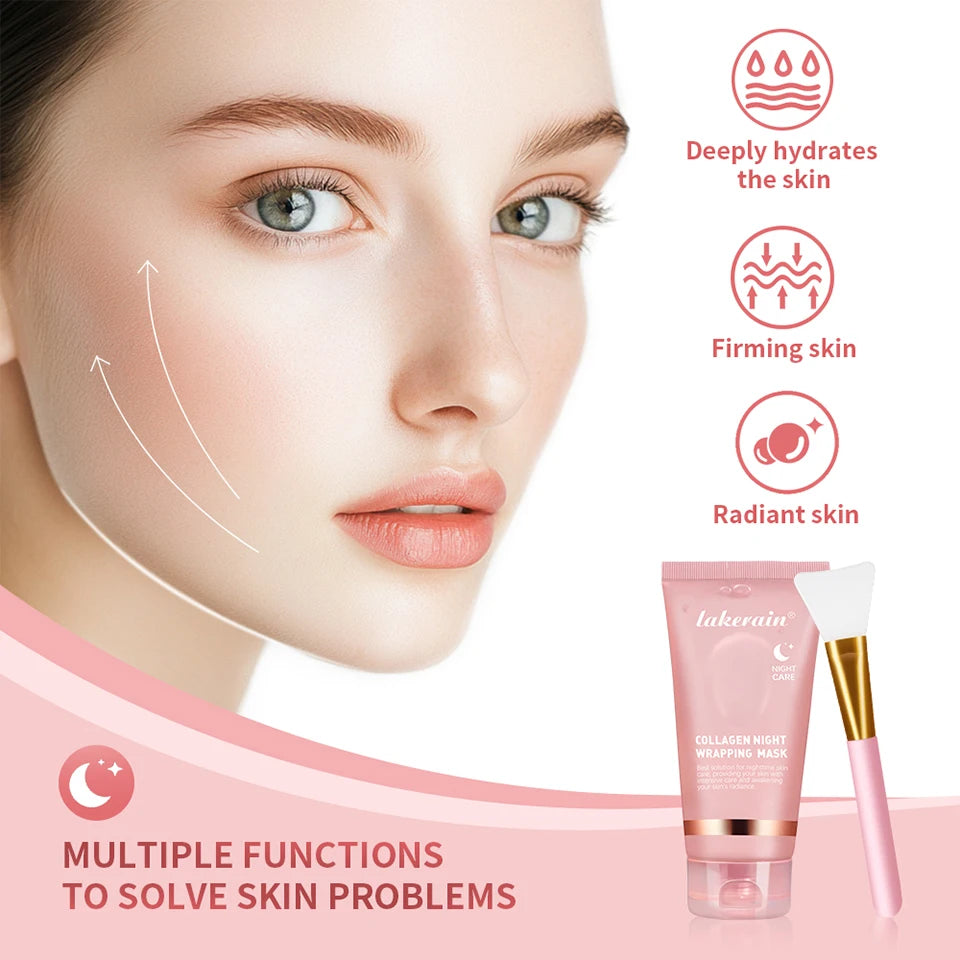 Mascarilla Facial Nocturna de Colágeno, Exfoliante, Hidratante, Reduce las Líneas Finas, la Sequedad, Hidratación, Iluminadora, Cuidado de la Piel Coreano